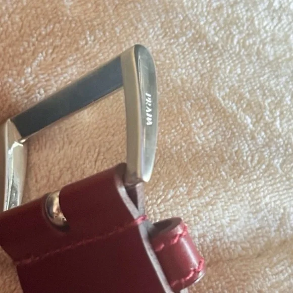 PRADA Red Leather Belt 1C 2289 95/38 Made In Italy Authentic - Picture 2 of 12